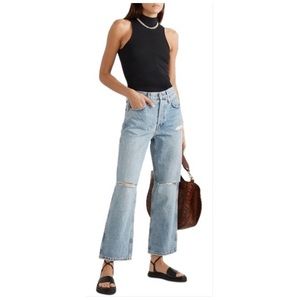 NWT RE/DONE Blue Low Slung Crop Relaxed Fit Jeans